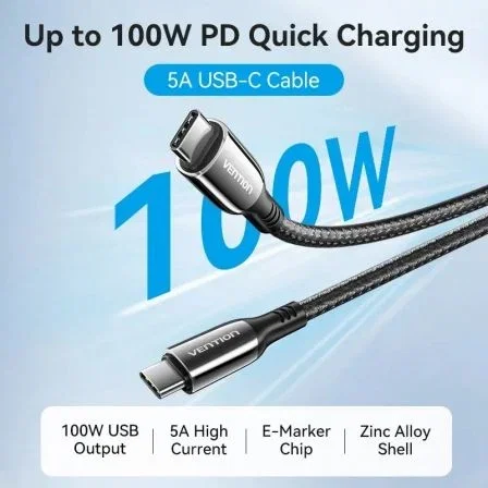 Vention Cable USB 2.0 Tipo-C a Tipo-C 100W 1,2 m Negro Vention Cable USB 2.0 Tipo-C a Tipo-C 100W 1,2 m Negro